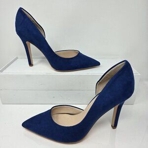 Jenn Ardor Womens 7.5 Stiletto Pumps Faux Suede Blue Pointed Toe Heels